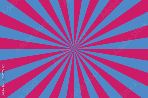 Striking magenta and cool blue sunburst pattern spreads outward from a focal point