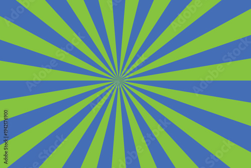 A dynamic sunburst pattern featuring radiating lines in vibrant blue and refreshing green colors