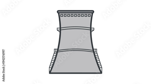 Simplified graphic of an industrial cooling tower, symbolizing energy production and heavy industry infrastructure