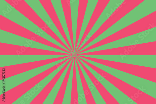 Bright coral and mint green sunburst pattern emanates from the center creating a cheerful vibrant visual