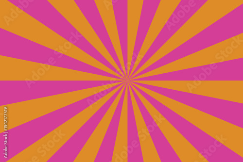 Energetic pink and gold sunburst pattern radiates brightly from a central point, creating a cheerful visual