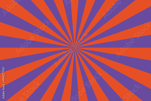 Orange and purple sunburst pattern radiating from a central point, creating a vibrant visual effect