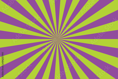 Vibrant lime green and rich purple radial starburst expands from the core in a dynamic display