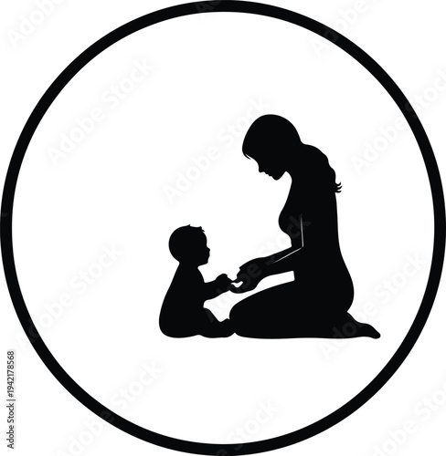 Vector Mother and baby tender moment family love connection silhouette design