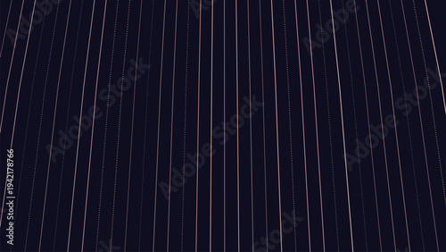 Rows of shimmering pinkish red lines and dots illuminate a vast dark blue digital space