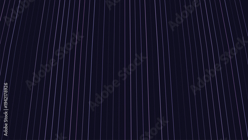 Hypnotic vertical purple lines and delicate dots descend into the deep abyss of a dark background