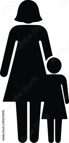 Vector mother and child icon graphic art symbol parenting silhouette design