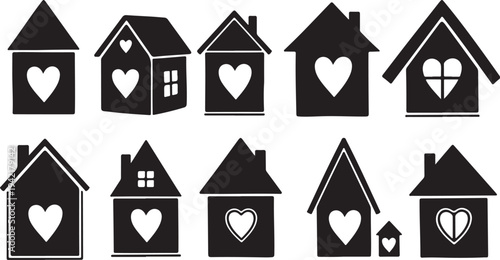 Black and white illustration of Christmas bells with ribbons