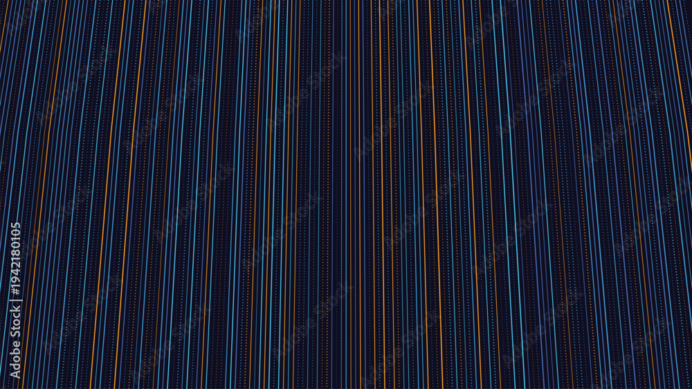Obraz premium Vibrant blue and orange vertical lines extend across a dark field forming a modern visual pattern