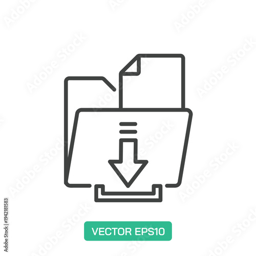Download to Folder icon. Thin line icon vector