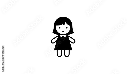 Simple Doll Silhouette Toy Icon Vector Illustration Isolated on White Background