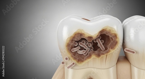 Dental Cavity Tooth Decay Bacteria Illustration