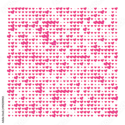 Vector Field Grid of Hearts - Abstract Pink Heart Grid Art