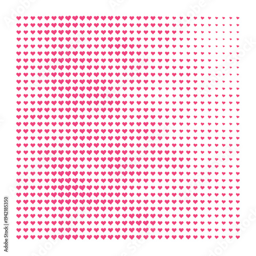 Vector Field Grid of Hearts - Abstract Pink Heart Grid Art