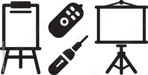 Presentation easel projector remote and marker whiteboard