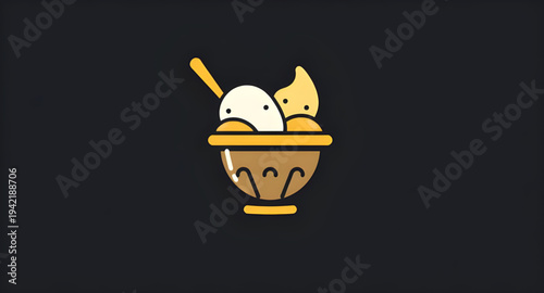 icecream, dessert, bowl, sweet, cartoon, illustration, scoop, creamy, vanilla, chocolate, strawberry, frozen, cold, treat, tasty, sugar, snack, food, dairy, yummy, delicious, sundae, topping, syrup, c