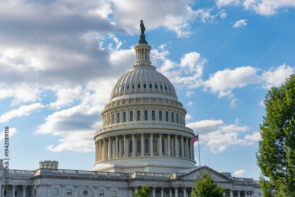 Fototapeta premium Washington monument architecture. Washington DC. US Senate. Federal government in the nation capital. USA symbol. American capital city. Washington State Capitol. United states Capitol