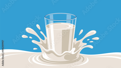 Milk Glass Splashing Dynamic Illustration