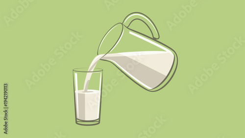 Milk pitcher pouring glass
