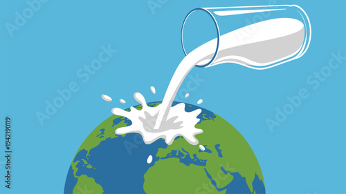 Milk pour Earth splash illustration