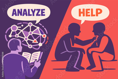 Analyzing data versus providing emotional support, balancing logic with empathy in problem-solving and communication