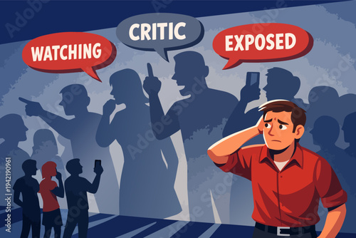 Feeling exposed and judged by a critical crowd, experiencing social anxiety and public shaming online