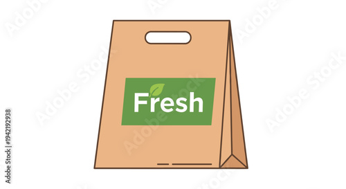 Brown paper bag with green fresh label, Generative AI.