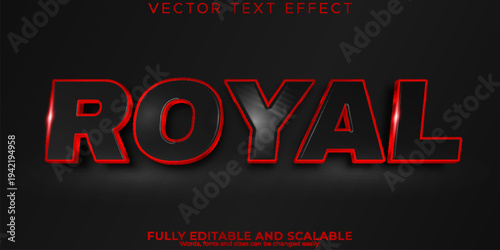 Premium royal text effect, editable vector style with red outline