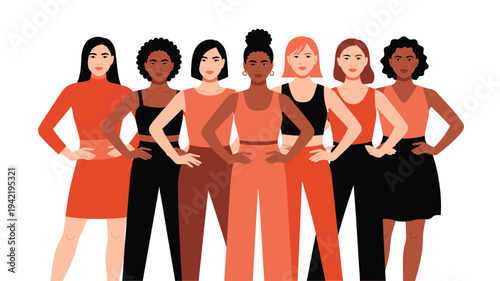 Diverse women standing together community