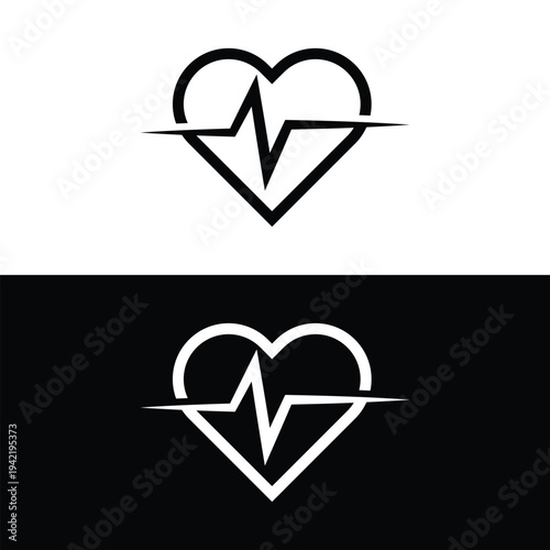Heart rate pulse logo design with modern heartbeat symbol
