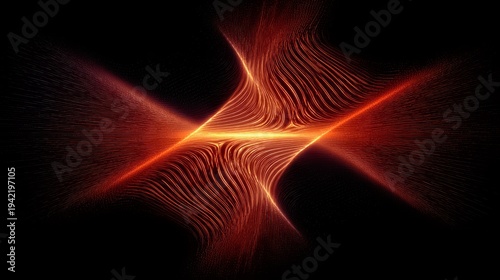 Red wave of light is shown in the image. The wave is very long and has a lot of detail. The image has a futuristic