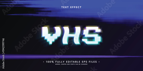 Glitch word text effect with editable VHS style theme