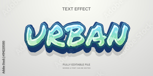 Glitch urban text effect, editable luxury blue word style theme.
