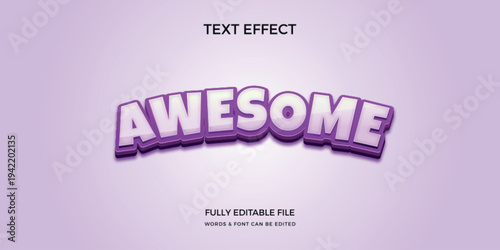 A purple and white text effect with the word Awesome in a fully editable file