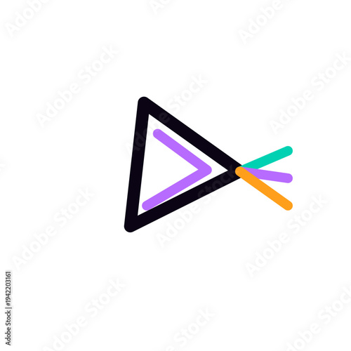 smooth Prism Reflection monoline abstract icon with tilted path in dark accent palette