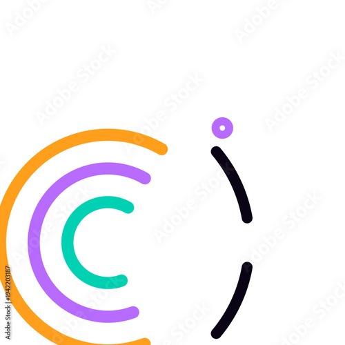 sharp Signal Ripples monoline abstract icon with tilted path in dark accent palette