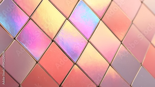 Iridescent Geometric Mosaic of Glass Tiles