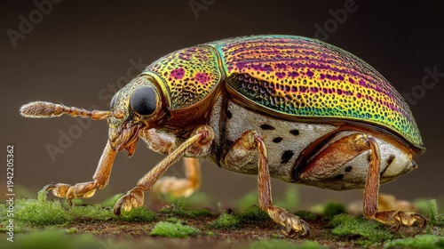 Iridescent Beetle Carapace with Intricate Patterns