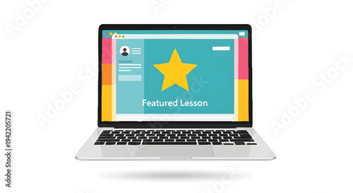 Laptop with colorful educational lesson on screen display