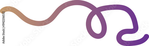 The image features a curving and twisting line that transitions from a light peach color on the left to a deep purple on the right
