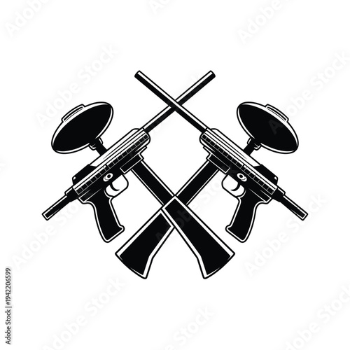 Two crossed vintage ray guns a retro science fiction illustration