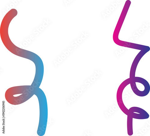 The image features two abstract line drawings that utilize gradient colors to create visual interest and contrast.
