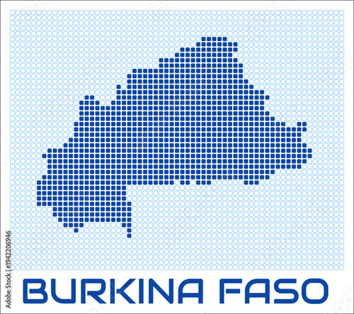 Burkina Faso dot map. Dotted shape of the country. Burkina Faso boundary dots with title. Vector illustration.