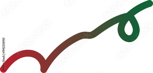 described showcases a curved line that starts as a bold red checkmark and gradually transitions into a green spiraled tail. This design creates a visual journey from one shape to another, symbolizing 