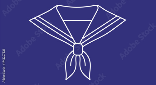 A white sailor collar with a blue background is depicted in a clean line drawing.