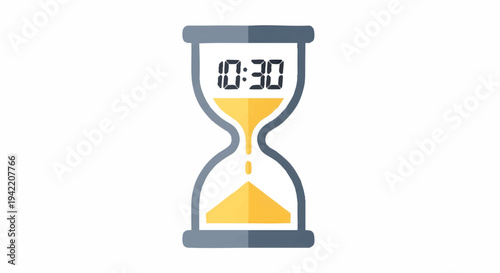 hourglass with digital clock timing illustration
