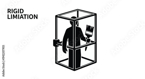 man trapped in a cage limitation concept