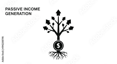 Passive income generation concept with growing money tree