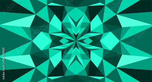 Minimalist Cyan Geometric Abstract Background with Crystalline Shapes