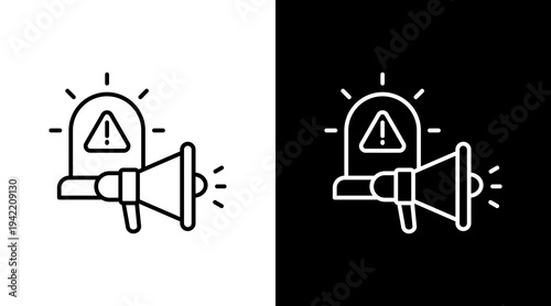 Emergency Siren Outline White Icon Set Design